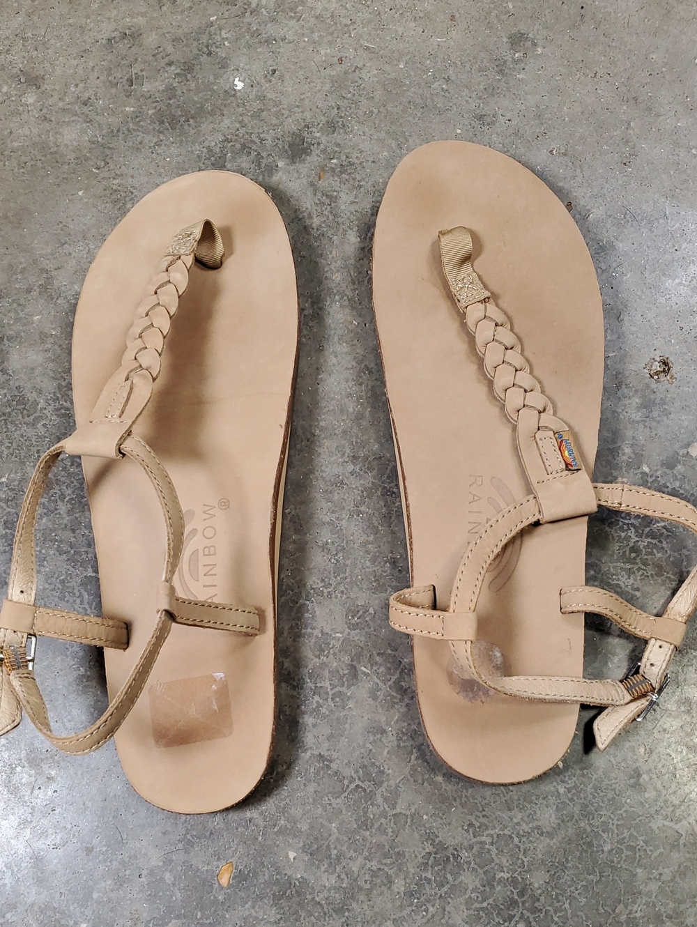 Rainbow Tan Braided Toe-Post Ankle-Strap Sandals - Women Size 10